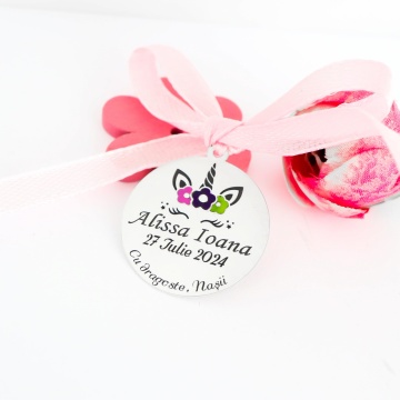 Banut Argint 2.5cm pentru botez - mot - turta personalizabil - Color Edition - Img 2