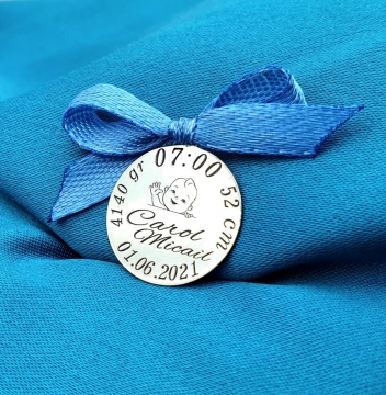 Banut Argint 2cm pentru Botez - Mot - Scaldat - Bebe Edition - Img 2