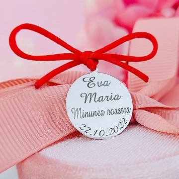 Banut Argint 2cm pentru Botez - Mot - Scaldat - Personalizabil / Harta stelara - Img 3