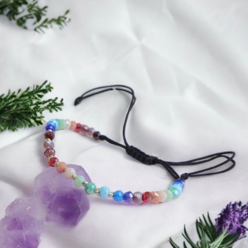 Bratara cu 10 bile din aur 14k si cristale Rainbow - Img 2
