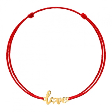 Bratara cu snur si pandantiv LOVE din aur 14k