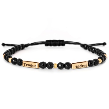 Bratara Family Link cu Onix si elemente din aur 14K personalizabile