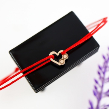 Bratara Heart Collection cu snur si inimioara cu infinit din aur 14k - Img 2