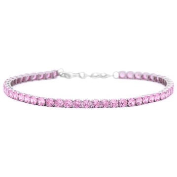 Bratara Pink Ice tip Tennis din argint 925 - Img 2