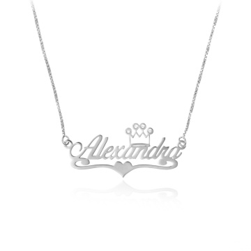 Colier Box Royal Crown din argint 925 personalizat cu nume si coronita