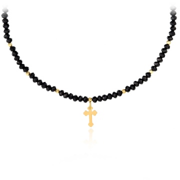 Colier Cruciulita din AUR 14K si cristale