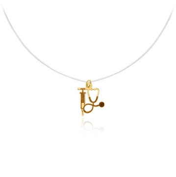 Colier cu fir transparent si Stetoscop din AUR 14K