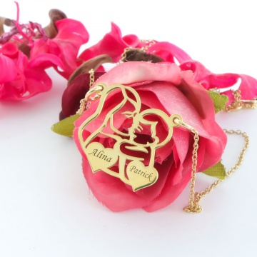 Colier din argint mama & bebe + inimioare duble personalizabile - Img 2