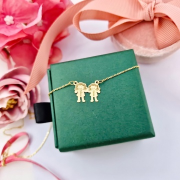 Colier din aur 14k cu 2 copii personalizat la comanda - Img 3