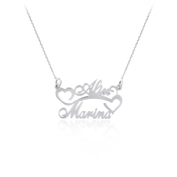 Colier Doublette din argint 925 personalizat cu 2 nume la comanda