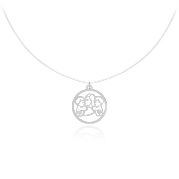 Colier invizibil Family Circle cu fir transparent si pandantiv din Argint 925 - Img 3