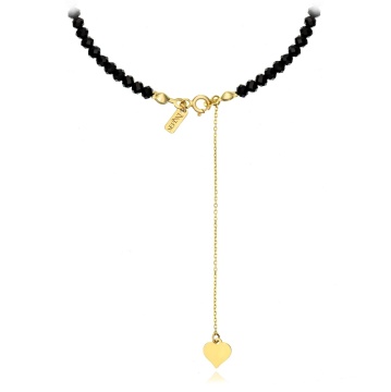 Colier My Black Heart cu cristale și inimioara din AUR 14K