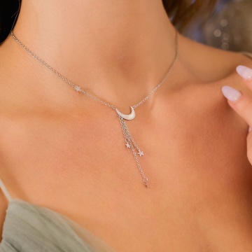 Colier personalizabil din argint 925 Moon & Stars HD - Img 2