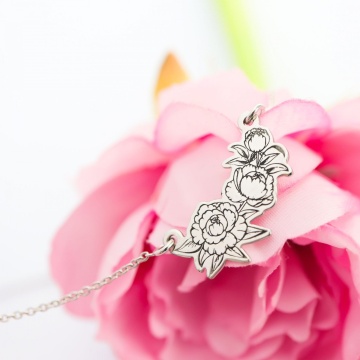 Colier Romantic din argint 925 model floral - Bujori - Img 2