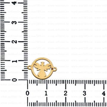 Link din aur 14k - pentru bratara - disc cu ingeras