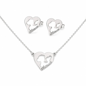 Set personalizabil din argint 925 Mama si copilul