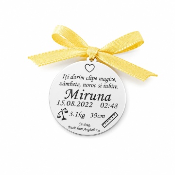 Banut Argint 2.5cm pentru Mot - Botez - Scaldat - Personalizabil - Img 1