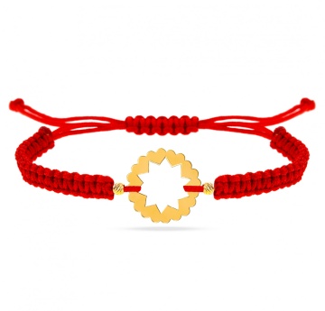 Bratara Circle of Love cu snur si inimioare din Aur 14k