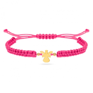 Bratara cu snur si ingeras personalizabil din aur 14k