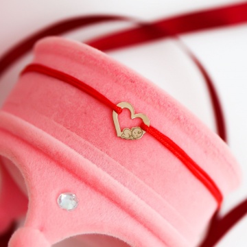 Bratara Heart Collection cu snur si inimioara cu bebelus din aur 14k - Img 3