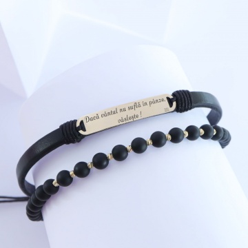 Brățara Onix Me din AUR 14K si Piele Naturală - Img 4