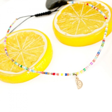 Brățară reglabila de picior Lemon, cu miyuki și pandantiv din aur 14K - Img 2