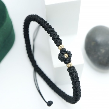 Brățară tip metanie și 3 biluțe 3mm din aur 14k - Img 3