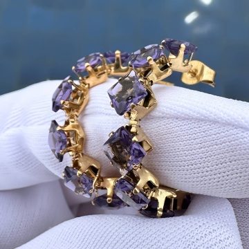 Cercei Celeste din Inox placat cu AUR 18K - Img 2