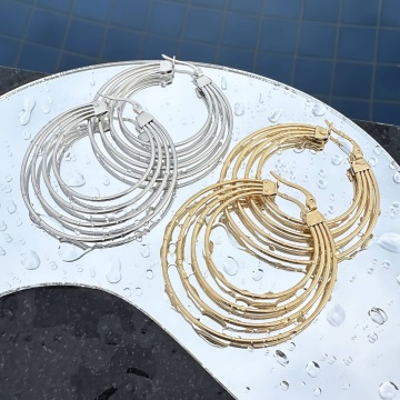 Cercei Circles din Inox placat cu AUR 18K - Img 2