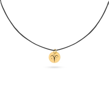 Choker Zodiac cu snur reglabil și bănuț din Aur 14K