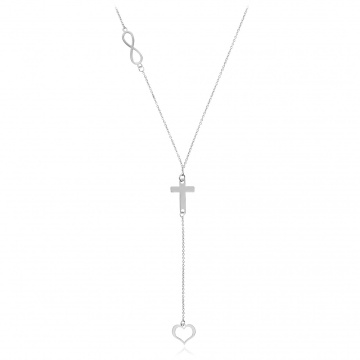Colier Bliss Mix din argint 925 - cu infinit, cruciulita si inimioara - Img 2