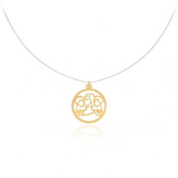 Colier cu fir transparent si familia cu copii din Aur 14k