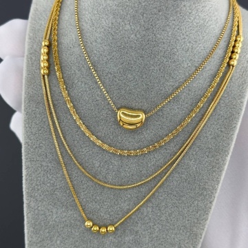 Colier Dublu Lizzy din Inox placat cu AUR 18K - Img 2