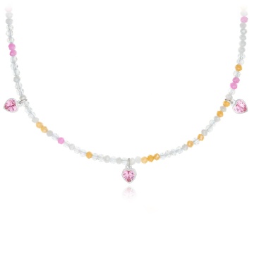 Colier Hearty Pink din Argint 925 cu cristale