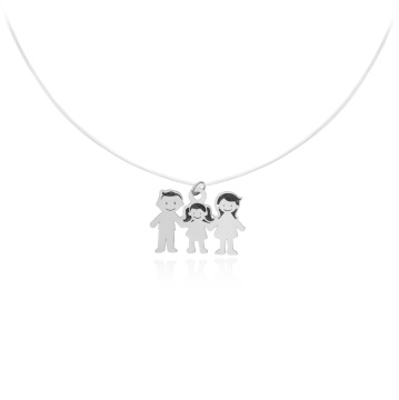 Colier invizibil My Family cu fir transparent si pandantiv din Argint 925