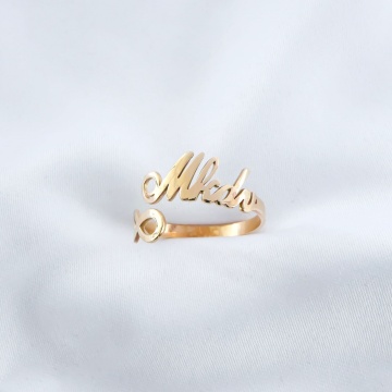 Inel cu infinit si nume din aur 14k - Img 4