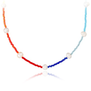 SET Bratara Glezna si Colier Summer Rainbow cu Miyuki si perle de cultura - Img 1