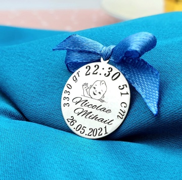 Banut Argint 2cm pentru Botez - Mot - Scaldat - Bebe Edition - Img 3