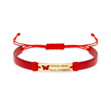 Bratara Butterfly din AUR 14K si Piele Naturală