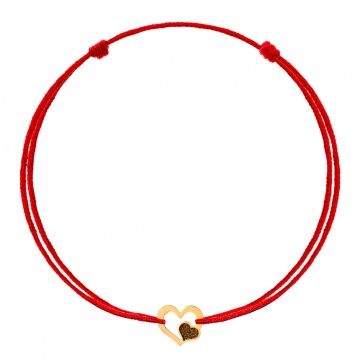 Bratara Heart Collection cu snur si inimioara din aur 14k