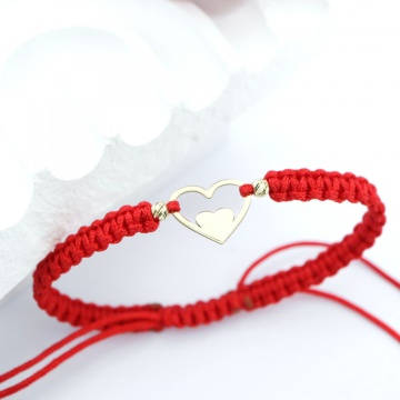 Bratara Hearts Duette cu snur si inimioare din Aur 14k - Img 2
