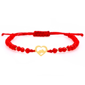 Bratara snur si inimioare personalizabile cu initiale din aur 14k + bile