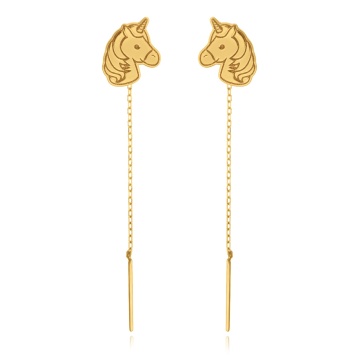 Cercei Unicorn Collection din aur 14k cu lantisor - pentru copii - Img 2