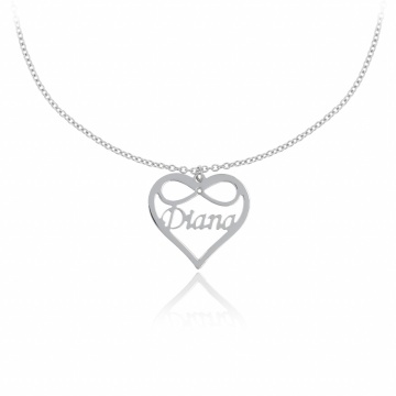 Colier Elegance din argint 925 personalizat cu nume si fundita cu cristal