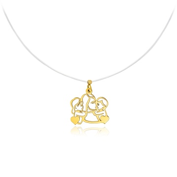 Colier MomKid Duo cu fir transparent si pandantiv din AUR 14K