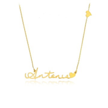 Colier Signature Heart cu orice nume din Argint 925 - Img 2