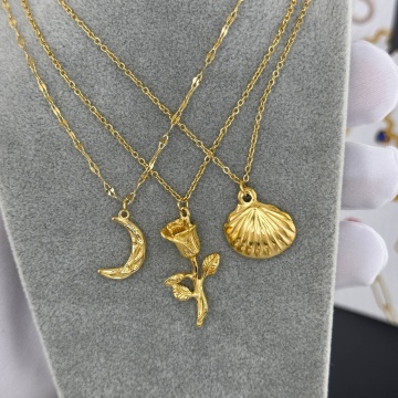 Colier Summer Shell din Inox placat cu AUR 18K - Img 2