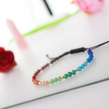 Bratara Color of Rainbow cu cristale si bile de 2.5mm din Aur 14k - Img 5