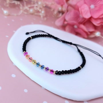 Bratara cu 11 bile din aur 14k si cristale din sticla model Rainbow - Img 2