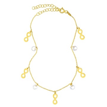 Bratara Infinit Crystal cu charmuri din Argint 925 pentru picior